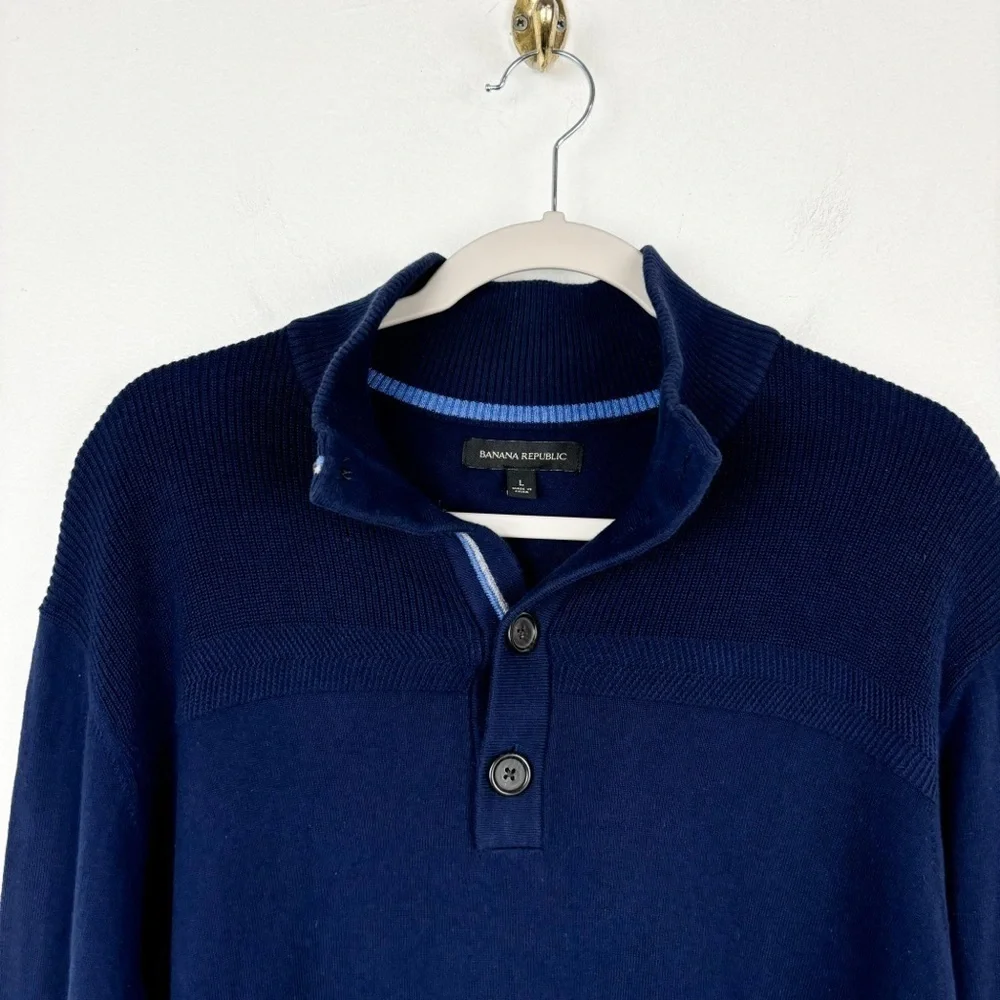Banana Republic Men's Navy Blue Cotton Pullover Sweater Sz L